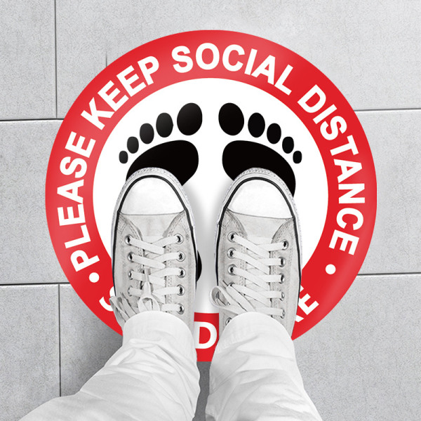 Social Distancing Floor Decal Stickers -15 Pack 8" Red Stand Flo