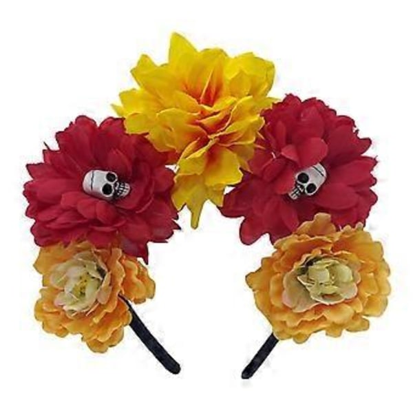 Handgjort Pannband med Dödskalle Flicka Häxa Huvudbonad Dödskalle Mörk Blomma Fursuit Maskerader Halloween Häxfest Sektion 4 Section 4