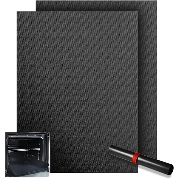 2 stycken universal ugnfoder 40x60cm, nonstick tjockt ugnfoder, lämpligt för ugnens botten, hemmakökstillbehör, svart