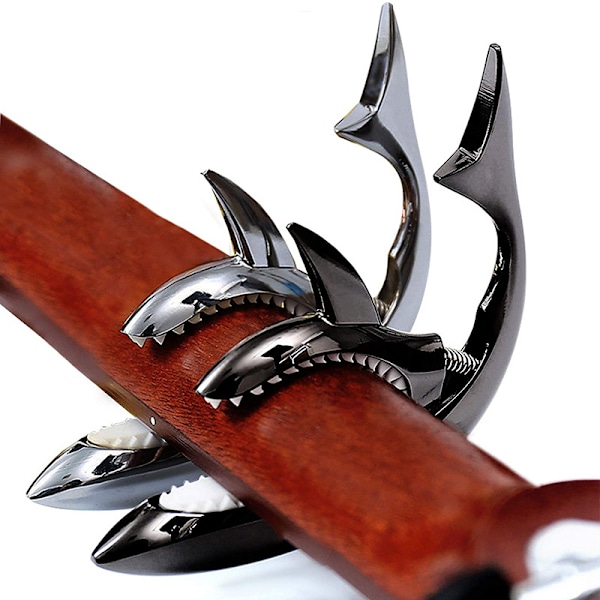 Shark Guitar Stemmeclips, Zink Legering Stemmeclips, Velegnet til Akustisk, Elektrisk Klassisk Guitar og Bas Ukulele Stemmeclips, Guld Farve