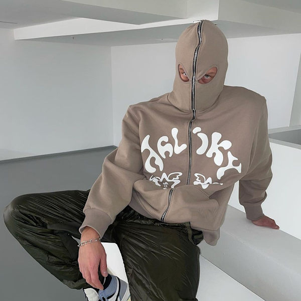 Hettegenser med stjerneprint for menn, bokstavgenser, oversized topp, Y2K-teen