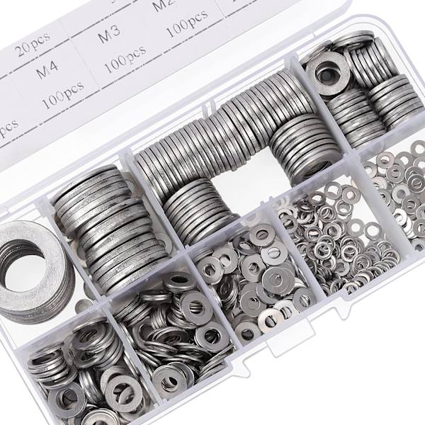 Rustfritt stål skive med oppbevaringsboks (pakke med 580) - Assortiment