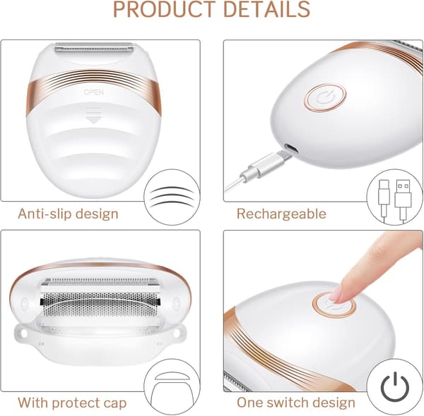 1 x Elektrisk shaver til kvinder - Genopladelig bikini trimmer til qu