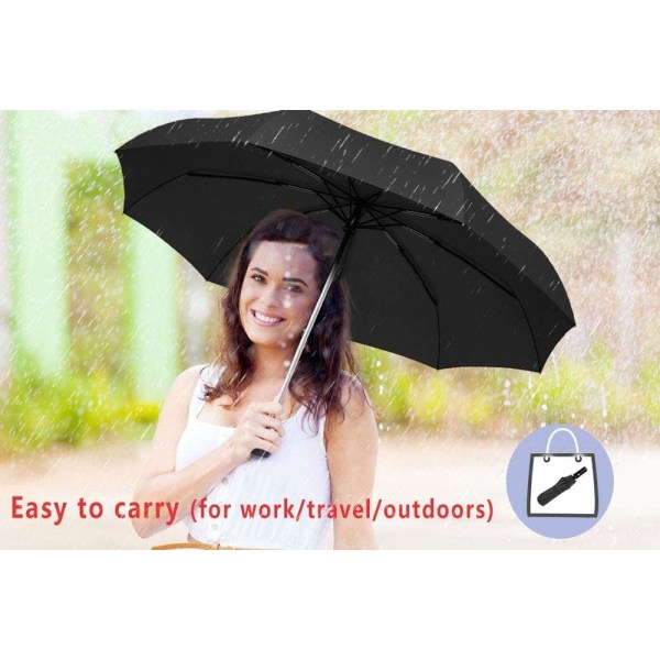 Vindtätt resekompakt paraply, 8-ribbor anti-UV vattentät vik