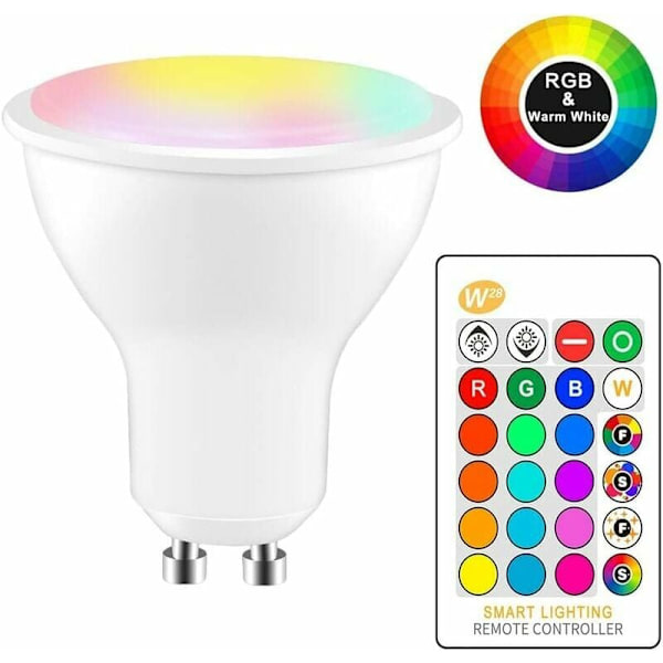 10W RGBW LED-pære GU10 Fargeskiftende LED-belysning Flash-lys Strobe Fade Fashion Bar KTV Dekorasjonslys + Varmhvit (2stk)