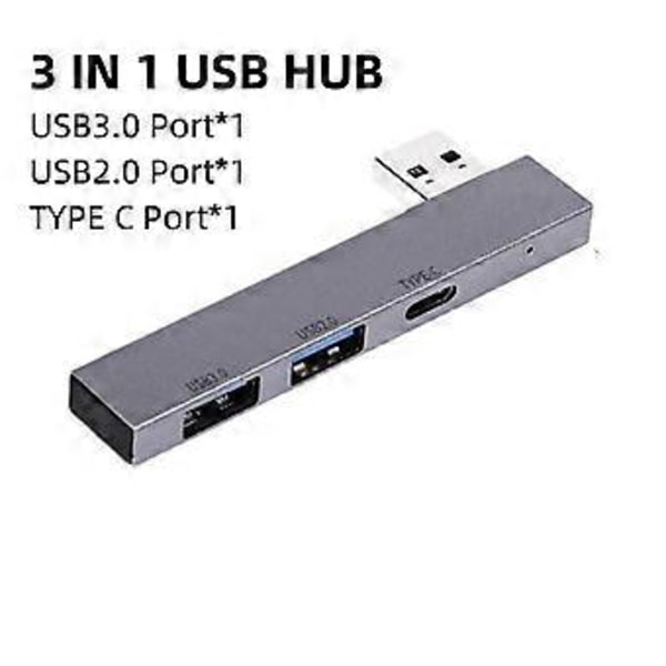 3 I 1 USB-hubb 3 Port USB 3.0 Adapter Portabla Mini Dockningsstationer Ultratunn 5Gbps/480Mbps 02 3 IN 1
