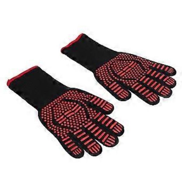 2 stk. Grillhandsker Uafhængigt Fingerdesign Vaskbart Polyester Silikone Materiale 500C Varmebestandighed Ovnhandsker