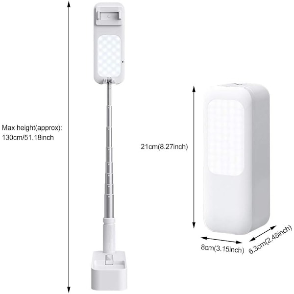 Udvidbar, foldbar og 360° roterbar selfie-stick med multi-f