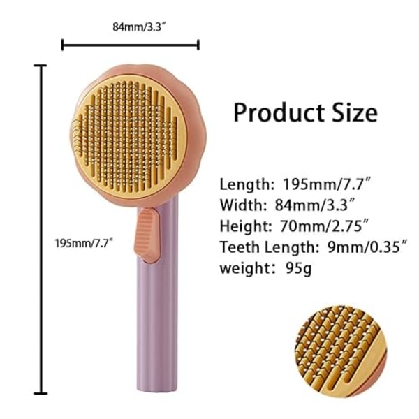 Cat Brush Selvrensende Slicker Brushes, Pet Pumpkin Brush til Sh