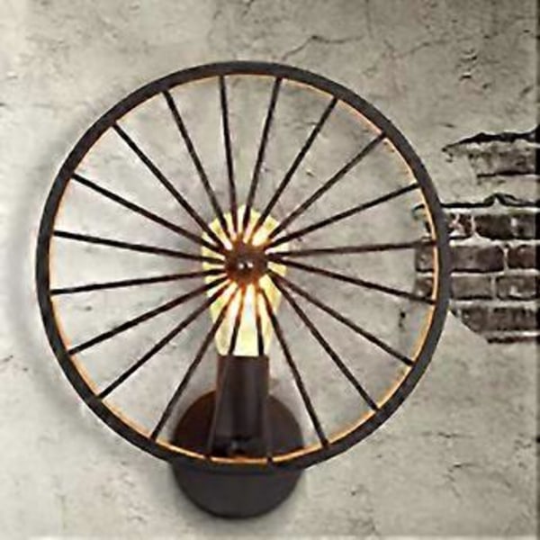 Hjulformet Væglampe Retro Industrielt Design Væglampeholder til Bar Café Restaurant Altan Korridor Uden Lyskilde Rustfarve
