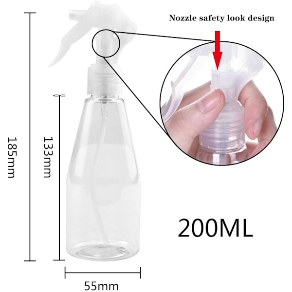 3 st 200 ml sprayflaska för växter, tomma plastflaskor, spray