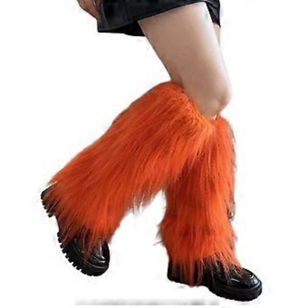 Harajuku Punk -tyyliset pörröiset säärystimet naisille, pehmeät paksunnetut muhkeat saappaansuojukset talvimuotiin ja teemajuhliin, oranssi Orange