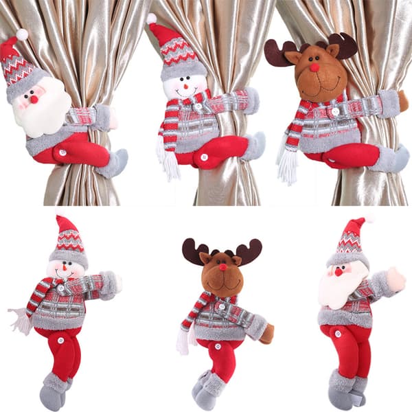 Jultomten Älg Jul Gardiner Spänne Dockor Prydnad God Jul