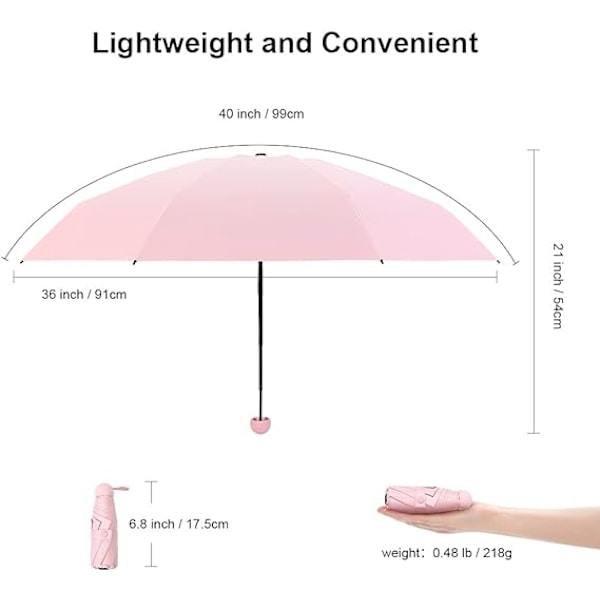Kompakt Rejse Sol- & Regnparasol Vindtæt Bærbar Mini Foldbar