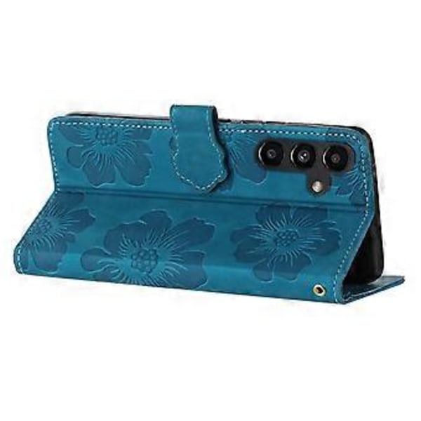 Til Samsung Galaxy S23 FE PU Læder Blomster Præget Telefon Cover Stødsikkert Stativ Wallet Cover Style D