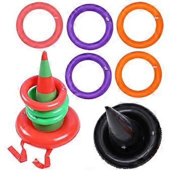 10 st Häxhatt Ringkast Spel PVC Kastspel Uppblåsbart för Jul Halloweenfester