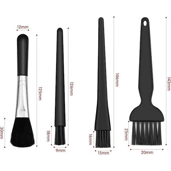 Sort - 4 i 1 nylon antistatisk børste PC rengøringssæt Anti-stat