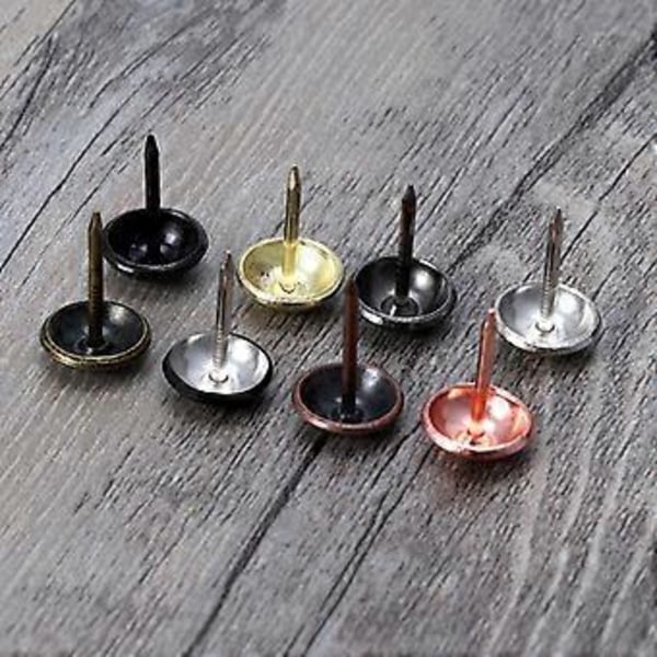 100 Stycken Antika Möbelspikar Runda Dekorativa Nubb Metall Tumspikar Sortimentskit för DIY Möbeldekor Imitationsguld Imitation gold