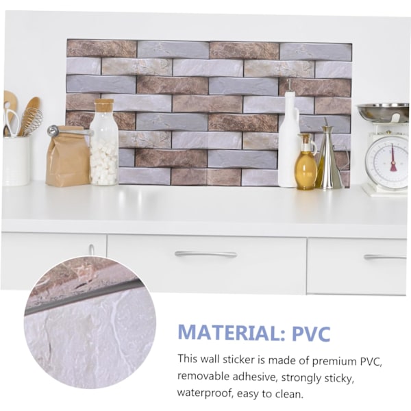 5 ark Faux Stein veggklistremer kjøkken backsplash fliser Adhesiv