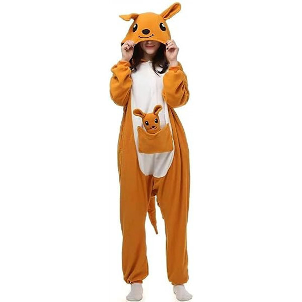 Flerkaraktär Djur Hooded Pyjamas Jumpsuit Cosplay Kostym.XL.Känguru Kangaroo XL