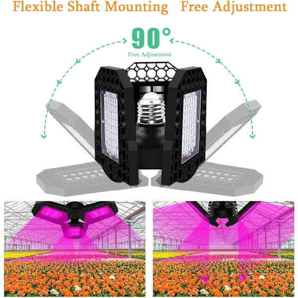 Kasvilamppu Taitettava Kasvualamppu E27 80W 144 LED:tä LED Kasvualamppu