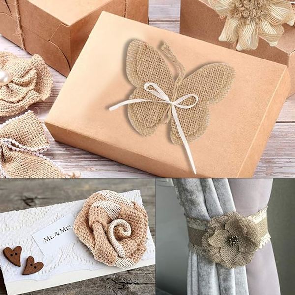 30 st Jutesäck Blommor - Jutesäck Blommor - Jutesäck Rosett Band DIY