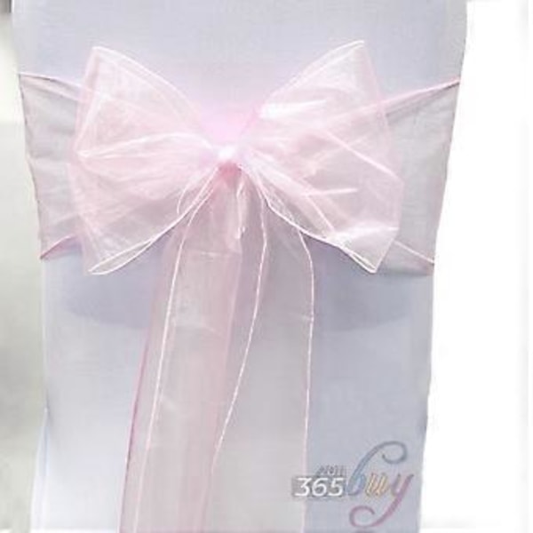 Organza Stoltrekk Bred Tyll Sløyfe Bånd Sløyfe Bryllupsfest Light Pink 50 Pcs