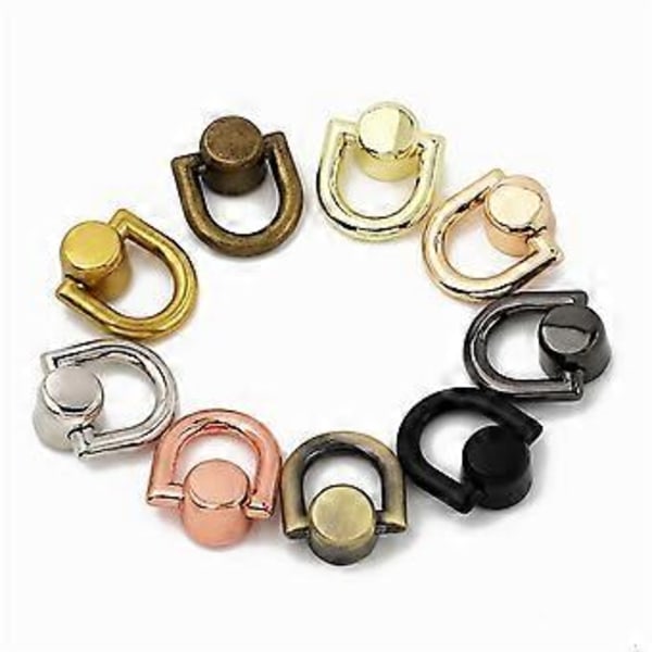Gull D-ringer Stud for DIY Veskelaging og Personalisering Metall Roterbare Kulehodeknapper Enkel å Installere Sølv Silver