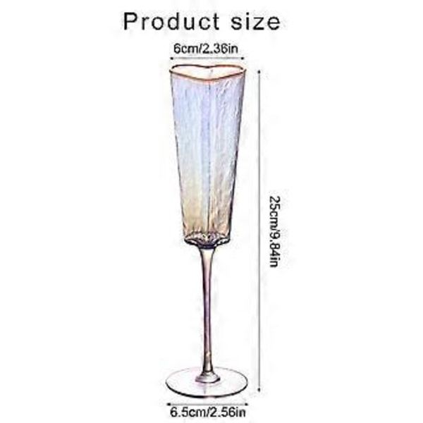 2 st Kärleksfullt hjärtformat vinglas, sofistikerade champagneglas med gyllene kanter för elegant servering av drycker