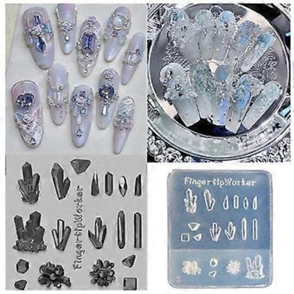 Multifunktionel Neglekunst Skabelon Krystalsten Silikone Manicure Form Prægning Udskæring Skabeloner til Negleentusiaster