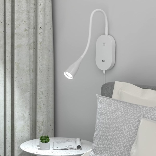 Touch-dæmpbar LED-vægmonteret sengelampe (sort), LED