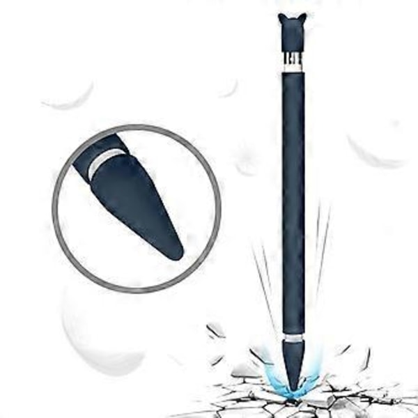 Sød Katteøre Anti-rul Silikone Beskyttende Pose Hætteholder Nib Cover Beskyttende etui Skin til Apple Pencil 1 Sort Black