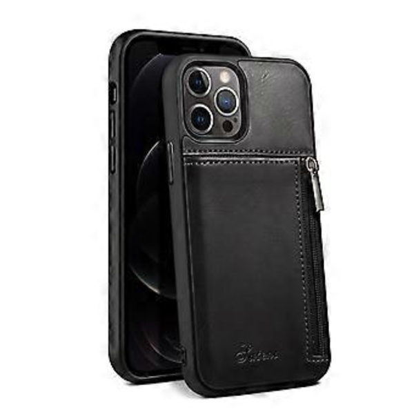 Lompakkokotelo iPhone 13 Pro Maxille, ohut PU-nahkainen suojakuori korttipidikkeellä Black iPhone13ProMax