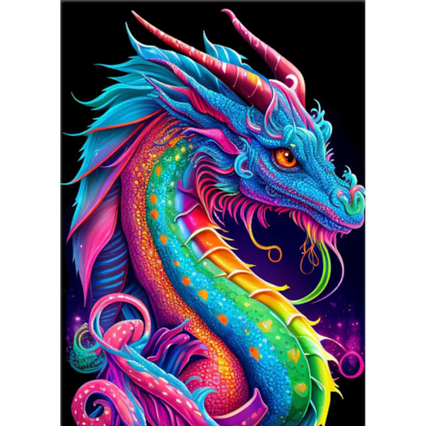 Dragon Diamantmålningssatser för vuxna barn, färgglad drake Diam