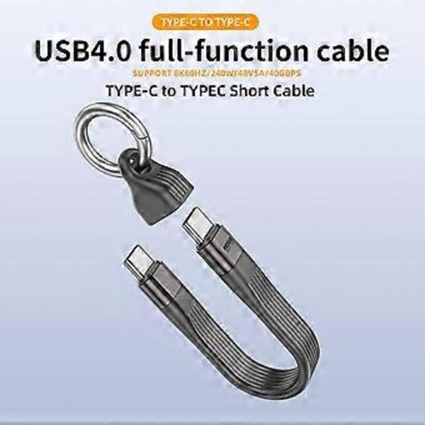 USB4-kabel der understøtter PD240W hurtig opladning og 40 Gbps dataoverførsel 8K videooverførsel Sort Black