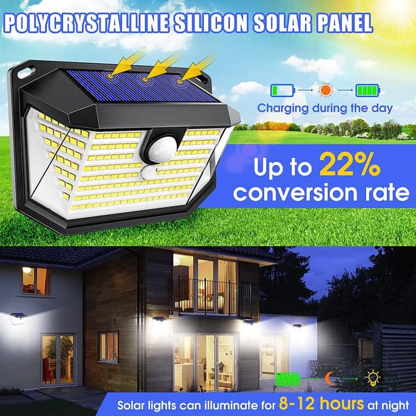 2-pak solcelledrevet bevegelsessensor utelys - 118 LED utelys
