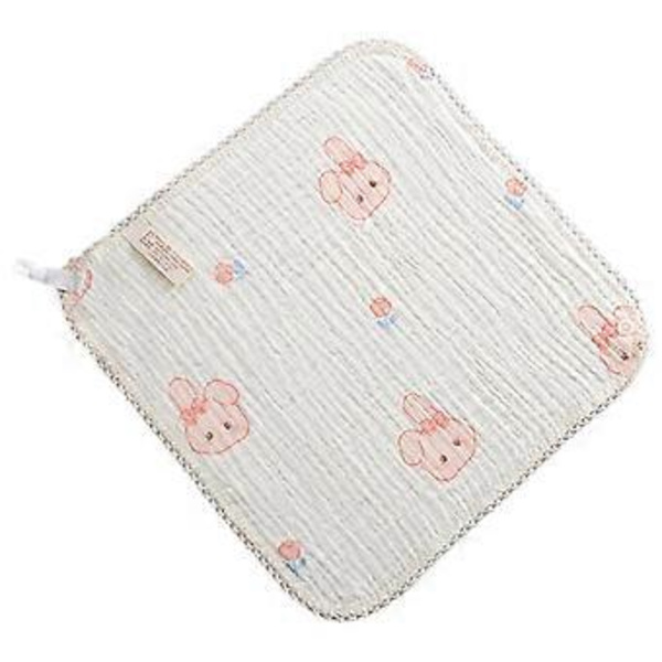 Nyfödda Haklapp Absorberande Babyhaklappar Bomull Justerbar Tryckknapp Rapduk för Bebisar Tandsprickning Tryckt Rapduk rose bunny