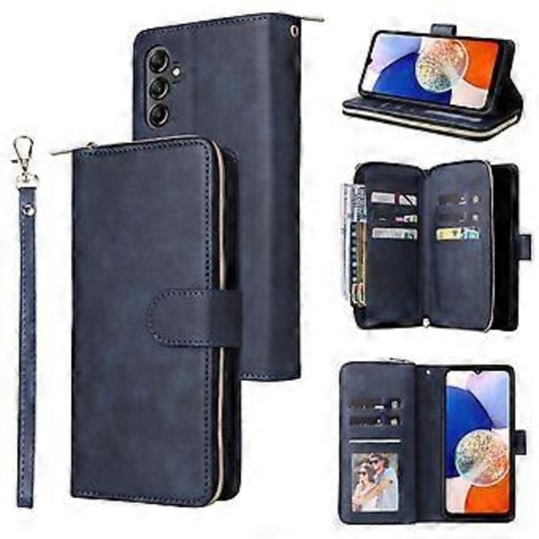För Samsung Galaxy A15 4G/A15 5G Fodral Läder 9 Kortplatser Telefonfodral med Handledsrem Style B