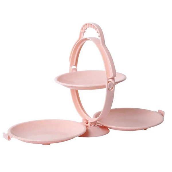 Dobbelt foldbar frugtskål, plastik frugtplade, restaurant foldbar frugt snackskål, pink