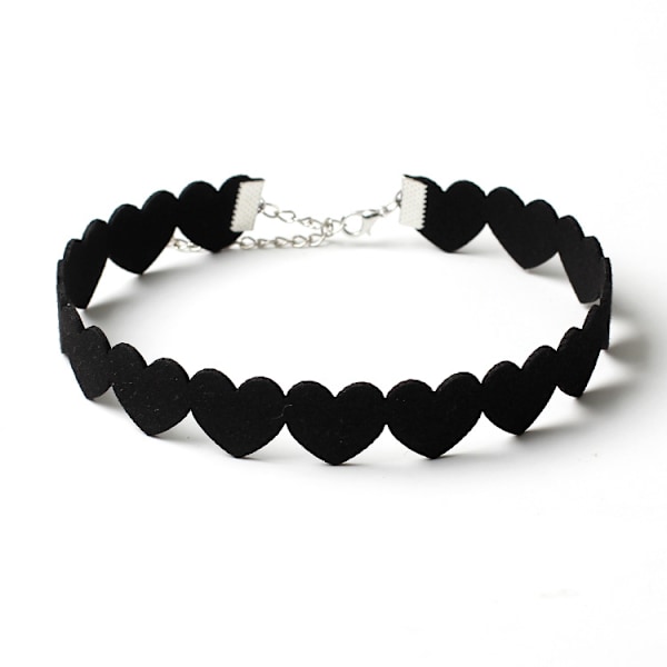 Kvinners Love Choke Ring (Svart), Semsket Hjerte Choke Ring Gothic P