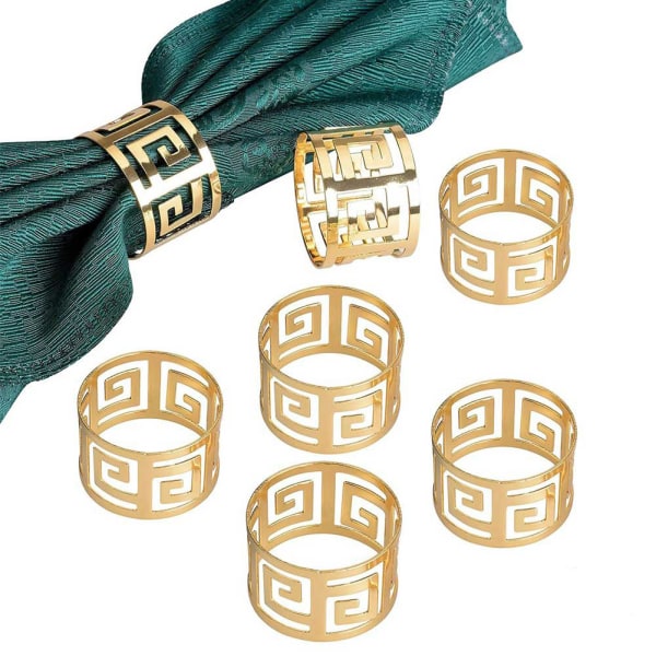 Servettringar och hållare, (12 st - Guld) Servettring i metall