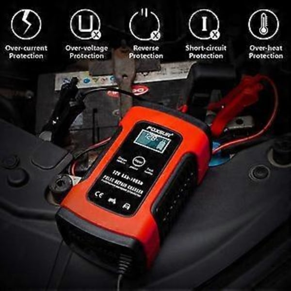 Oplader, booster og startkabler 12V 5000mA Fuldautomatisk batterioplader/vedligeholder til biler, motorcykler, ATV'er, autocampere, powersports,