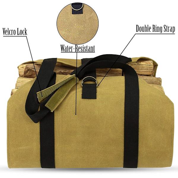 1 st Yellow Firewood Carrying Bag, Canvas Fireplace Log Bag, Vatten