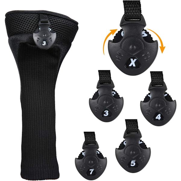 3-pack Svart Golfklubbs Huvudskydd Driver 1 3 4 5 7 X Fairway Woo