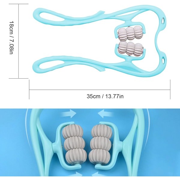 Sexhjulsmassageapparat för livmoderhals, två massagepunkter för halsmassage, komp