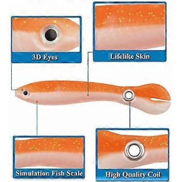 Fiskesluker Falskt Agn, Mykt Bionisk Fiskeagn Saltvann & Ferskvann (5 stk)