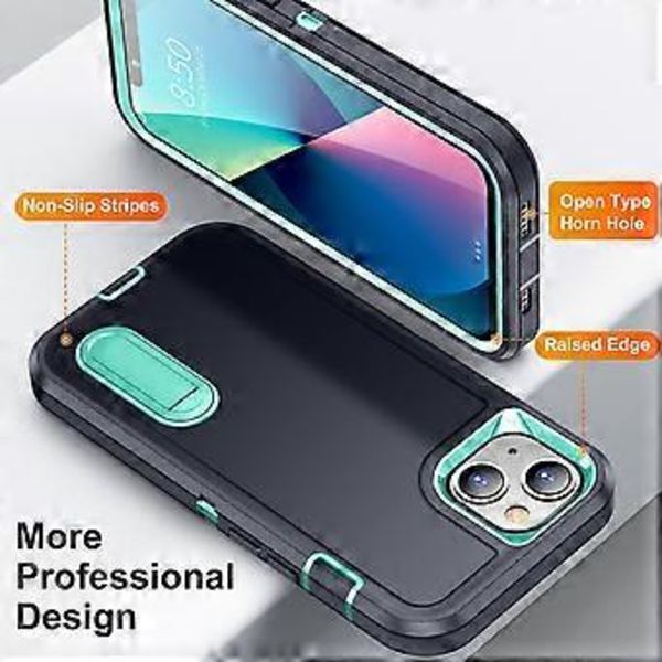 Til Apple iPhone 13 Pro, Faldbestandigt Beskyttelsesetui, Commuter Series, Sort/Grøn