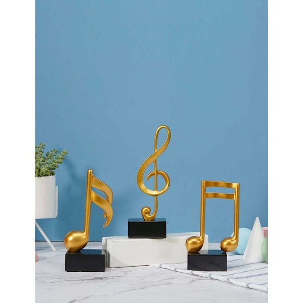 3 stk. Musikalsk note statue dekorasjon skulptur harpiks figur kunst