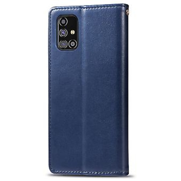 Solid Färgläderfodral För Samsung Galaxy M31s Blue