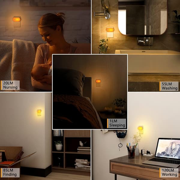 Amber Natthållare 2-pack Rörelsesensor Natthållare, Mini LED Nattlampa